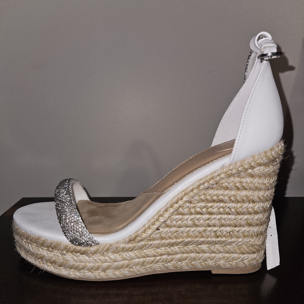 White sparkly wedge espadrilles - perfect for wedding, shower, bachelorette